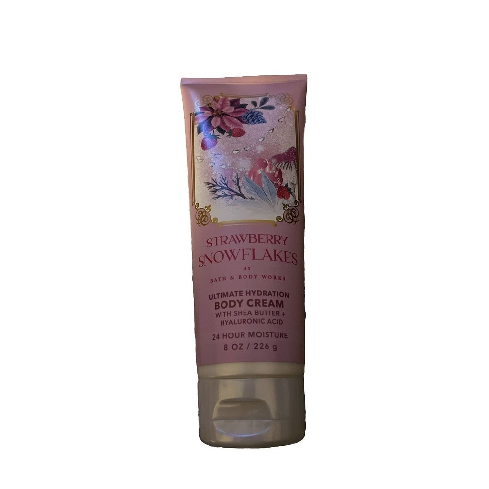 Bath and Body Works STRAWBERRY SNOWFLAKES Ultimate Hydration Body Cream 8 oz NEW